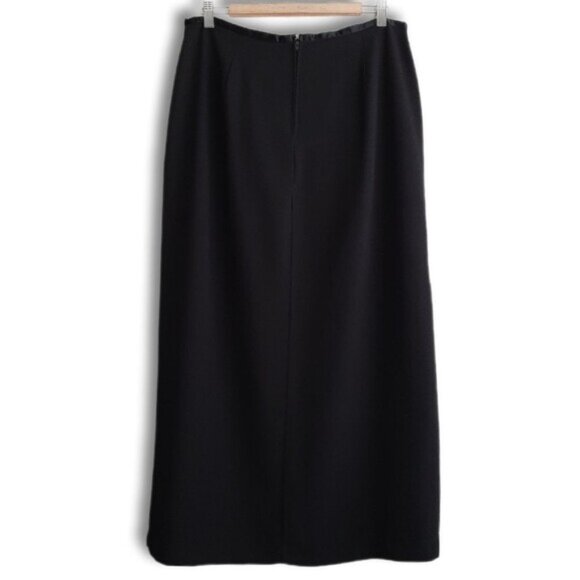 FRICTION | Minimalist Classic Long Maxi Skirt Dressy Front Slit Black Sz 16 - Picture 5 of 10